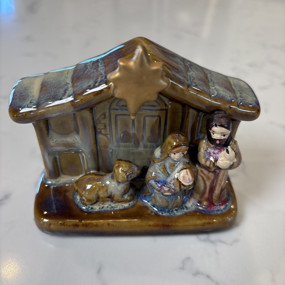 Gisela Graham London Pottery Small Nativity Porcelain Decor Salt Glaze‎ 4"